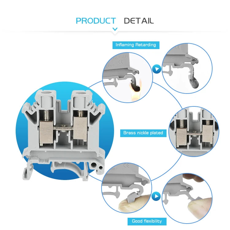 10 Stück UK 10N DIN-Schienenklemmenblock mit Schraubenzug, 10 mm Kabelstecker, mehrfarbig, Universaldraht, elektrischer Steckverbinder UK10N.