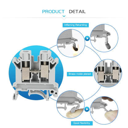10 Stück UK 10N DIN-Schienenklemmenblock mit Schraubenzug, 10 mm Kabelstecker, mehrfarbig, Universaldraht, elektrischer Steckverbinder UK10N.