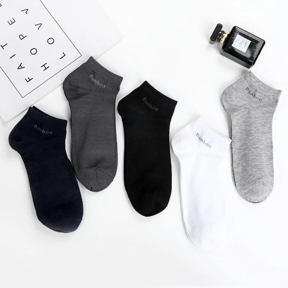 10 Pairs / Pack Men's Bamboo Fiber Socks Short High Quality New Casual Breatheable Anti-Bacterial Man Ankle Socks Men.