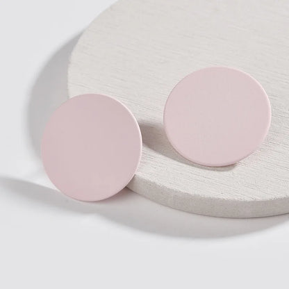 Women Korean Ear Jewelry Paint Black Round Earrings New Fashion Medium Statement Round Stud Earrings.