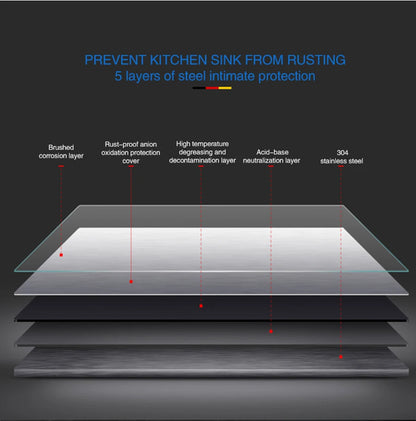 Kitchen sink lead-free handmade brushed 304 stainless steel 3mm thickness single bowl large size kitchen sink