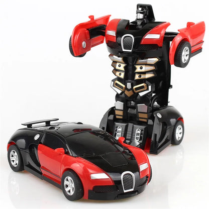 2 in 1 One-key Collision Deformation Car Toys Automatic Transformation Robot Plastic Vehicles Boys Toy Model Car Kids Baby Gift.
