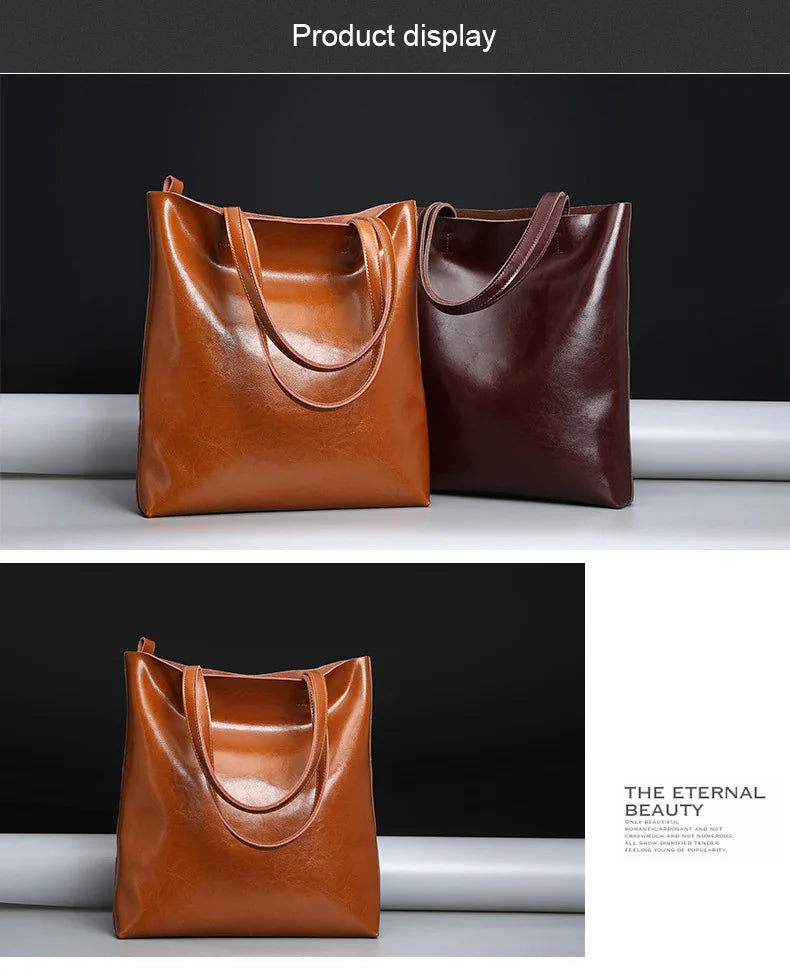 Cow Leather Bag Ladies Genuine Leather Handbags Big Women Bag Large Vintage Female 2023 Office Hand Shoulder Bags For Women Tote.