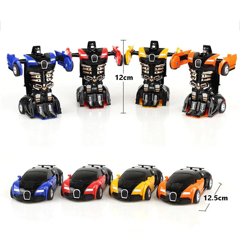 2 in 1 One-key Collision Deformation Car Toys Automatic Transformation Robot Plastic Vehicles Boys Toy Model Car Kids Baby Gift.