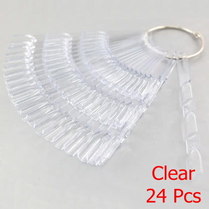 False Nail Tips fan Nature Clear Black 12/24/32/50 pcs/set Finger Full Card Nail Art Display Practice Polish all for Manicure.