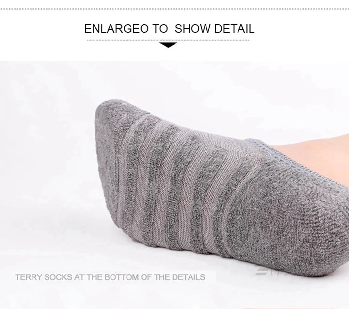 5 Pairs/Lot Men's Fashion Towel Bottom Boat Socks Cotton Sport Sweat Breathes Silicone Anti-Slip Invisible Socks Plus Size 41-45.