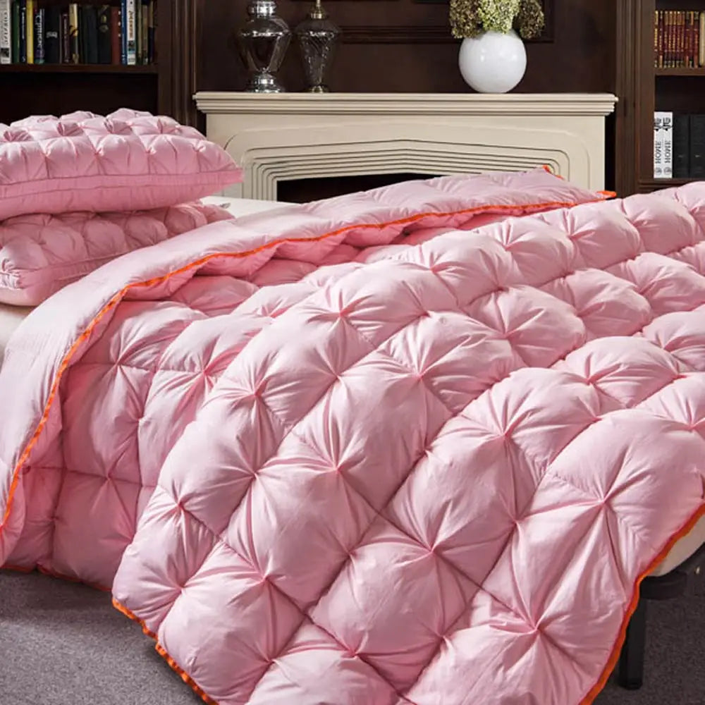 3D Luxury Quilted 100% High Rank Goose Down Duvet Quilt King Queen Full Size Comforter Winter Thick Blanket Solid Color.