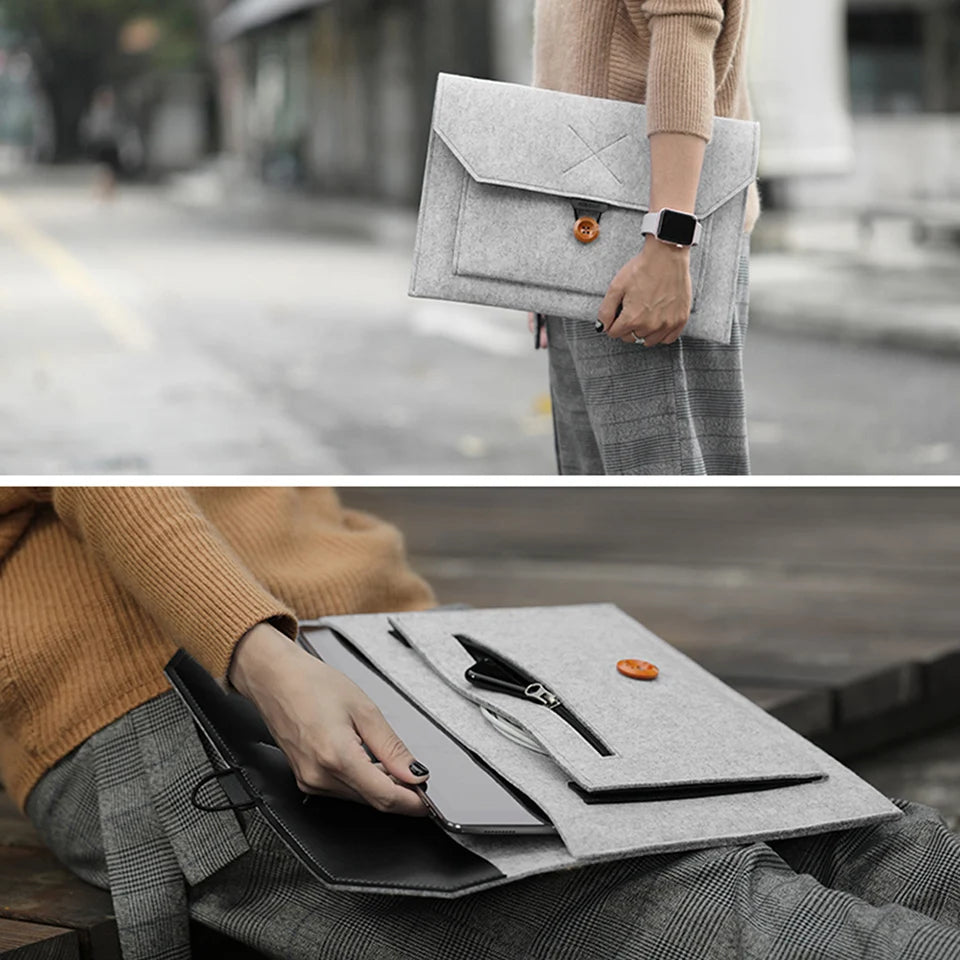 11.6/13/14/15"Laptop Sleeve Felt Ultralight Notebook Tablet Pad Case Multi-pocket Pouch Bag Briefcases for Apple Macbook/ Asus.