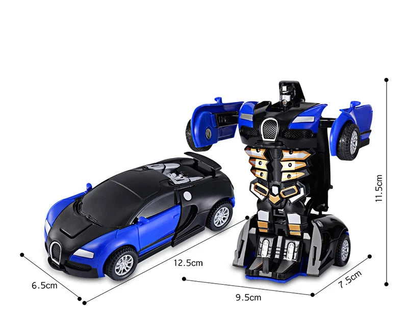 2 in 1 One-key Collision Deformation Car Toys Automatic Transformation Robot Plastic Vehicles Boys Toy Model Car Kids Baby Gift.