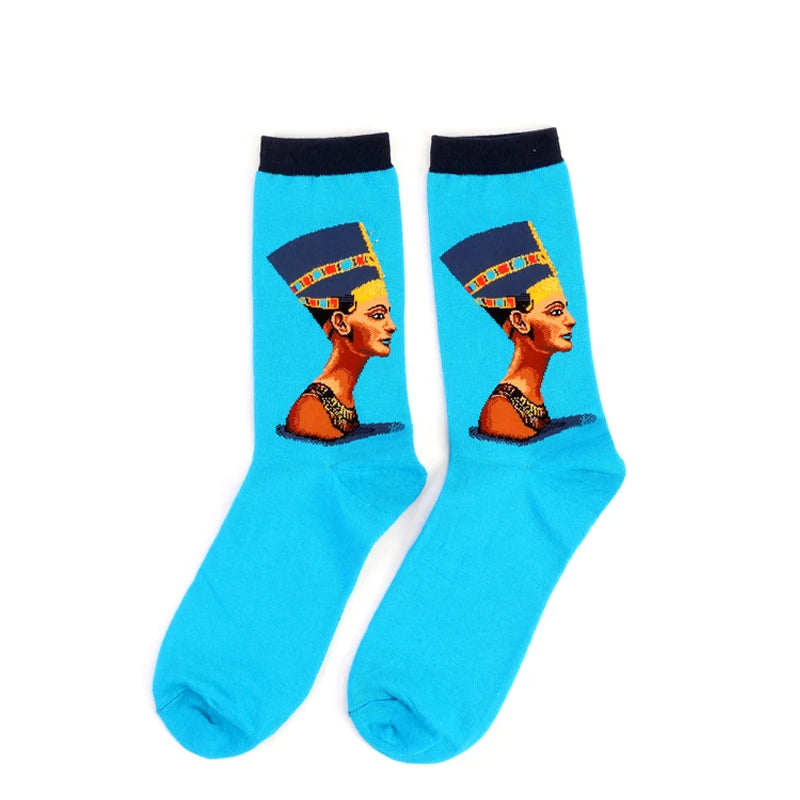 Autumn winter Retro Women Art Van Gogh Mural World Famous Oil Painting Series Men Socks Funny Socks.