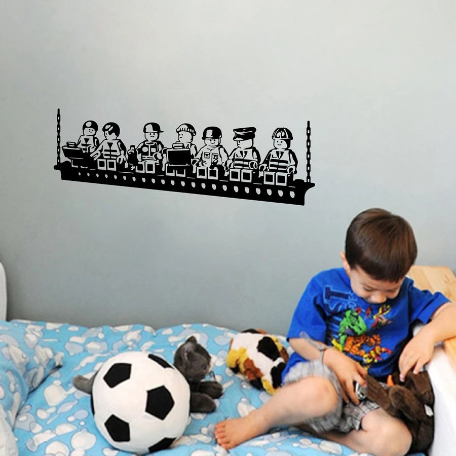 Funny Cartoon Robots Vinyl Wall Sticker Boys Room Wall Art Decals Kids Decor.