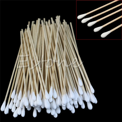 100pcs Cotton Swab 6" Applicator Q-tip Swabs White Long Handle Extra Wood  Sturdy New Cleaning Tool.