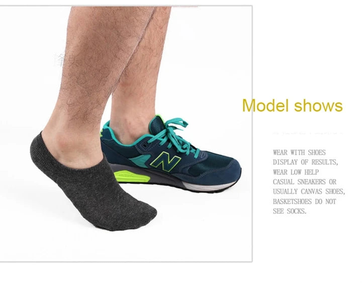 5 Pairs/Lot Men's Fashion Towel Bottom Boat Socks Cotton Sport Sweat Breathes Silicone Anti-Slip Invisible Socks Plus Size 41-45.