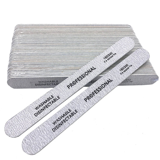 100pcs Professional Wooden Nail File Emery Board Strong Thick 180/240 Grit for UV Gel Polish Manicure Acrylic Supplies Tool Set.