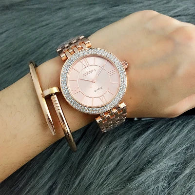 CONTENA Women's Watches Fashion Rhinestone Ladies Watch Top Brand Luxury Silver Watch Women Watches Full Steel Clock reloj mujer.