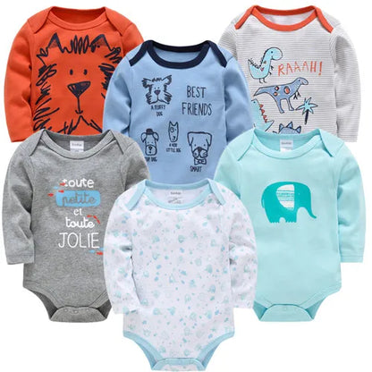 6 Stück 3 Stück Kavkas Baby-Body für Jungen und Mädchen, langärmelig, 100 % Baumwolle, Babykleidung, 0–12 Monate, Neugeborenen-Körper, Bebe-Overall-Kleidung