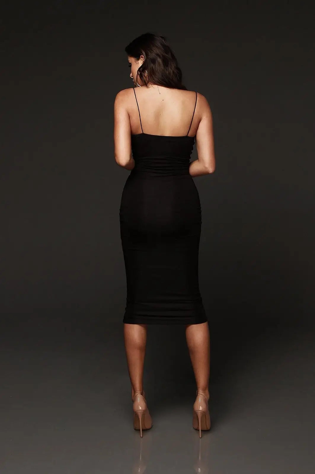 Sexy lässige Sommer Damen Bandage Bodycon träger los ärmel los tief o Hals Abend Party Club solide Midi-Kleid.