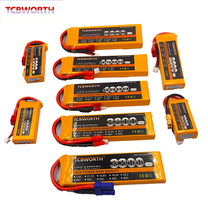 3S RC LiPo Battery 3S 11.1V 1300 1500 1800 2200 3000 3500 4200 6000mAh 25C 35C 60C For RC Airplane Drone Boat 11.1V LiPo 3S.