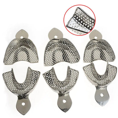 1 Set Dental Lab Equipment L/M/S Size Upper Lower Stainless Steel Impression Trays For Dental Lab.