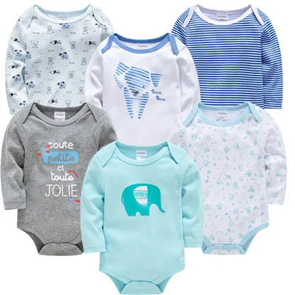 6 Stück 3 Stück Kavkas Baby-Body für Jungen und Mädchen, langärmelig, 100 % Baumwolle, Babykleidung, 0–12 Monate, Neugeborenen-Körper, Bebe-Overall-Kleidung