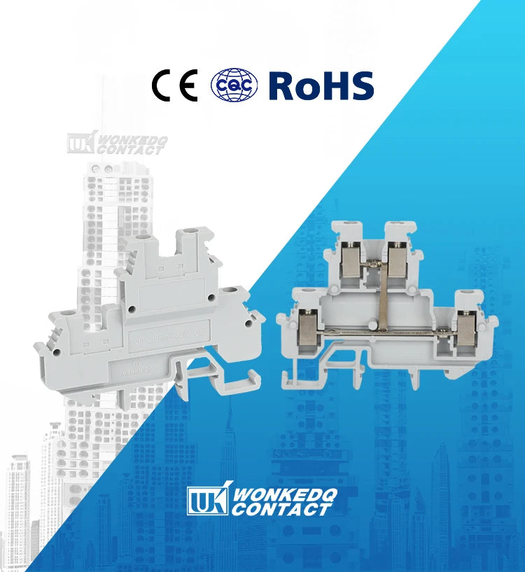 10 Stück MBKKB-2.5 Schraube Doppelstufe DIN-Schienenklemmenblock, 2,5 mm2 Drahtverbinder, universeller Durchgangsstecker 2 Schicht MBKKB2.5.