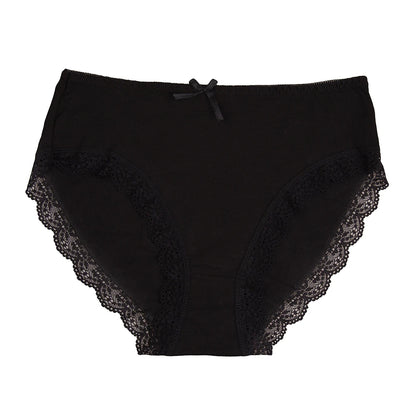 Women's cotton briefs sexy mid-rise solid lace waist patchwork panties Ladies briefs plus size women briefs underwear 3 Pcs/lot.