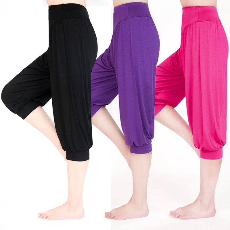 Women Yoga Pants Women Plus Size Sports Pants Yoga Leggings Colorful Bloomers Dance Yoga TaiChi Pants Modal WomenTrousers.