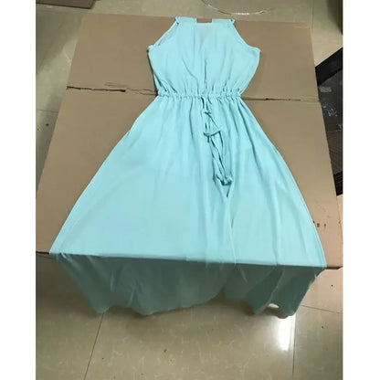 2025 sommer Maxi Lange Party Kleid Frauen Neckholder Vintage Ärmellose Hohe Split Boho Kleid 2XL Größe Sexy Strand Kleid Vestido.