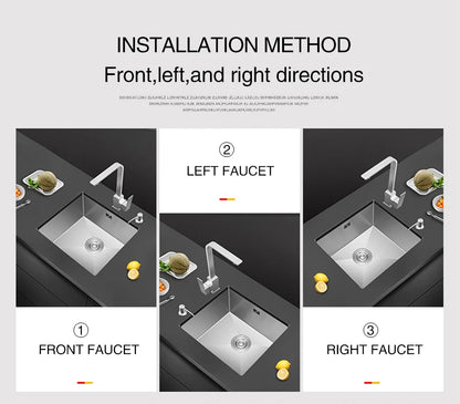 Large Size Single Kitchen Sink Handmade Brushed 304 Stainless Steel 3mm Thickness Single Bowl Bar Counter Kitchen Kinks