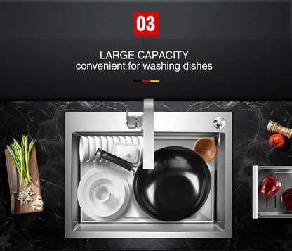 Kitchen sink lead-free austenitic handmade brushed 304 stainless steel 3mm thickness single bowl kitchen sink