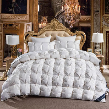 3D Luxury Quilted 100% High Rank Goose Down Duvet Quilt King Queen Full Size Comforter Winter Thick Blanket Solid Color.