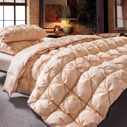 3D Luxury Quilted 100% High Rank Goose Down Duvet Quilt King Queen Full Size Comforter Winter Thick Blanket Solid Color