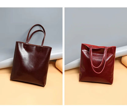 Cow Leather Bag Ladies Genuine Leather Handbags Big Women Bag Large Vintage Female 2023 Office Hand Shoulder Bags For Women Tote