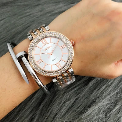 CONTENA Women's Watches Fashion Rhinestone Ladies Watch Top Brand Luxury Silver Watch Women Watches Full Steel Clock reloj mujer.