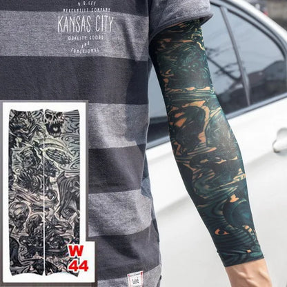 1pc hot sale tattoo sleeve  styles elastic Fake 100%nylon Arm stocking beloved girl Buddha Wolf Dragon design halloween cool men.