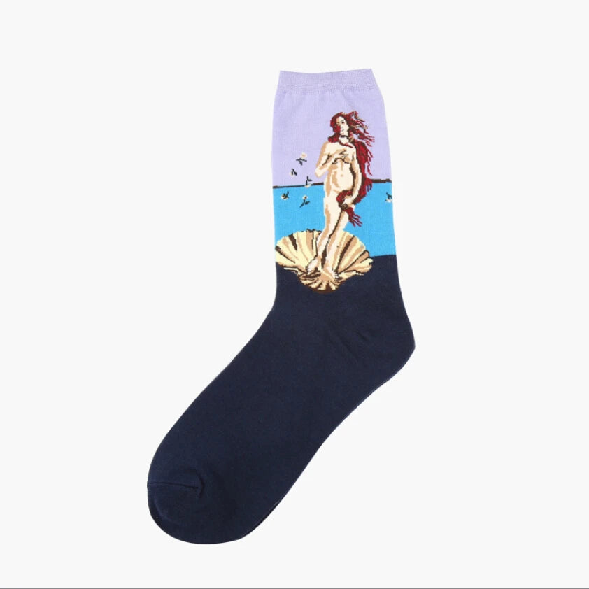 Autumn winter Retro Women Art Van Gogh Mural World Famous Oil Painting Series Men Socks Funny Socks.
