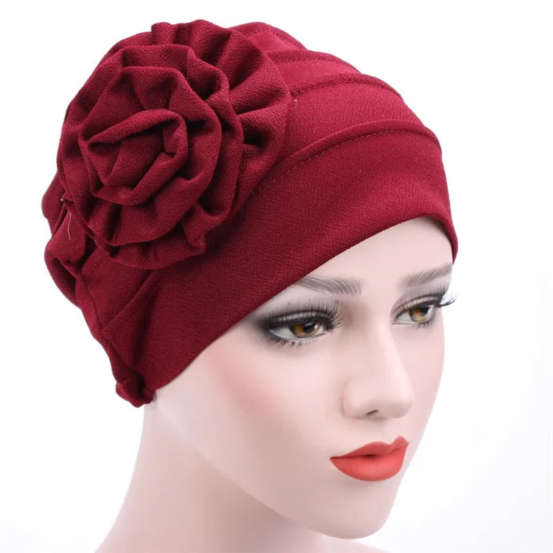 KepaHoo Women's Hats Spring Summer Floral Beanie Hat Muslim Stretch Turban Hat Cap Hair Loss Headwear Hijib Cap.