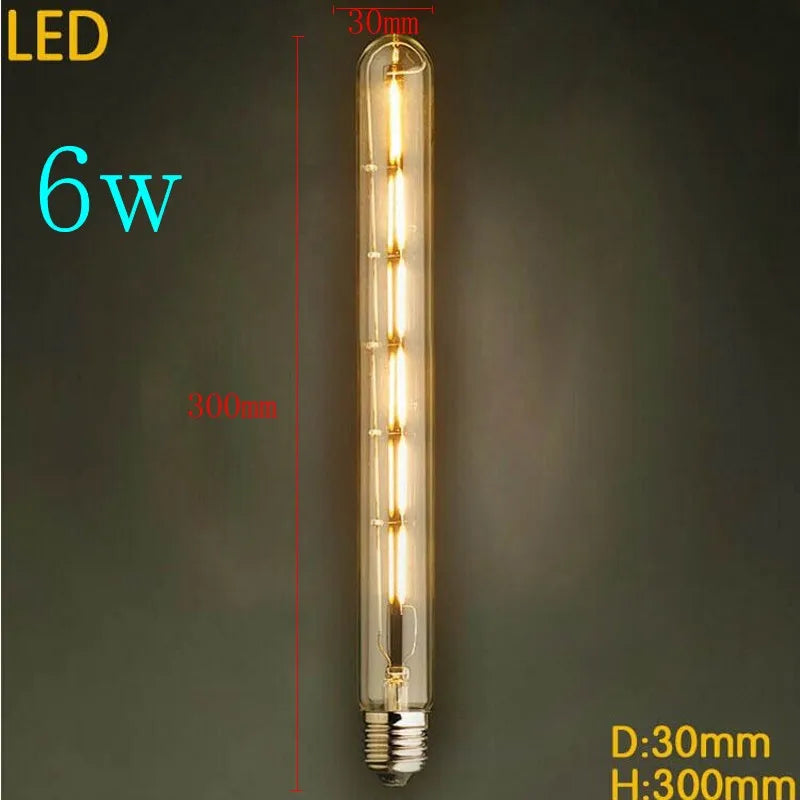 220V Vintage Antique Retro LED Edison Bulb E27 Tube Light Bulbs Warm Yellow / Warm white Filament Edison Lamp(2W 3W 4W 6W).