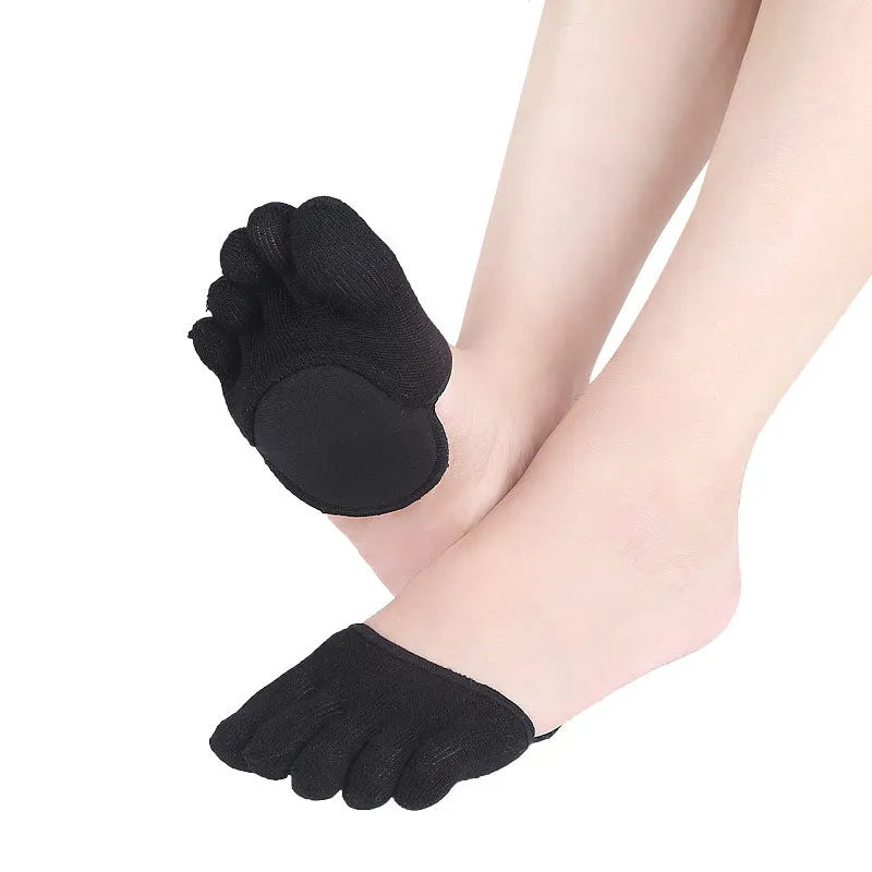 2Pcs=1Pair Toe Separator Foot Care Half Insoles Five Finger Socks Pads Bunion Sleeve Protector Hallux Valgus Forefoot For Women.