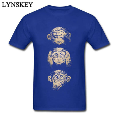 Wise Monkeys Funky T Shirt For Man Retro Painting Tees Top Cotton Fabric Short Sleeve Teens Customize.
