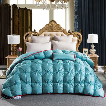 3D Luxury Quilted 100% High Rank Goose Down Duvet Quilt King Queen Full Size Comforter Winter Thick Blanket Solid Color.