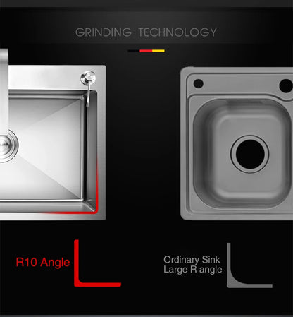 Kitchen sink lead-free austenitic handmade brushed 304 stainless steel 3mm thickness single bowl kitchen sink