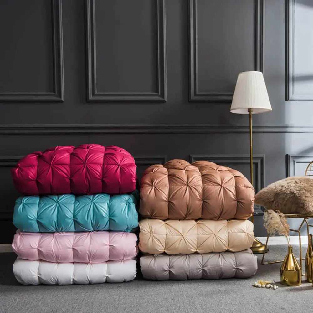 3D Luxury Quilted 100% High Rank Goose Down Duvet Quilt King Queen Full Size Comforter Winter Thick Blanket Solid Color.