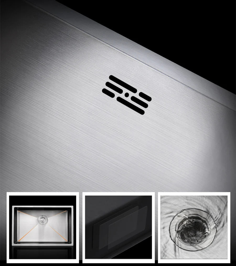 Large Size Single Kitchen Sink Handmade Brushed 304 Stainless Steel 3mm Thickness Single Bowl Bar Counter Kitchen Kinks