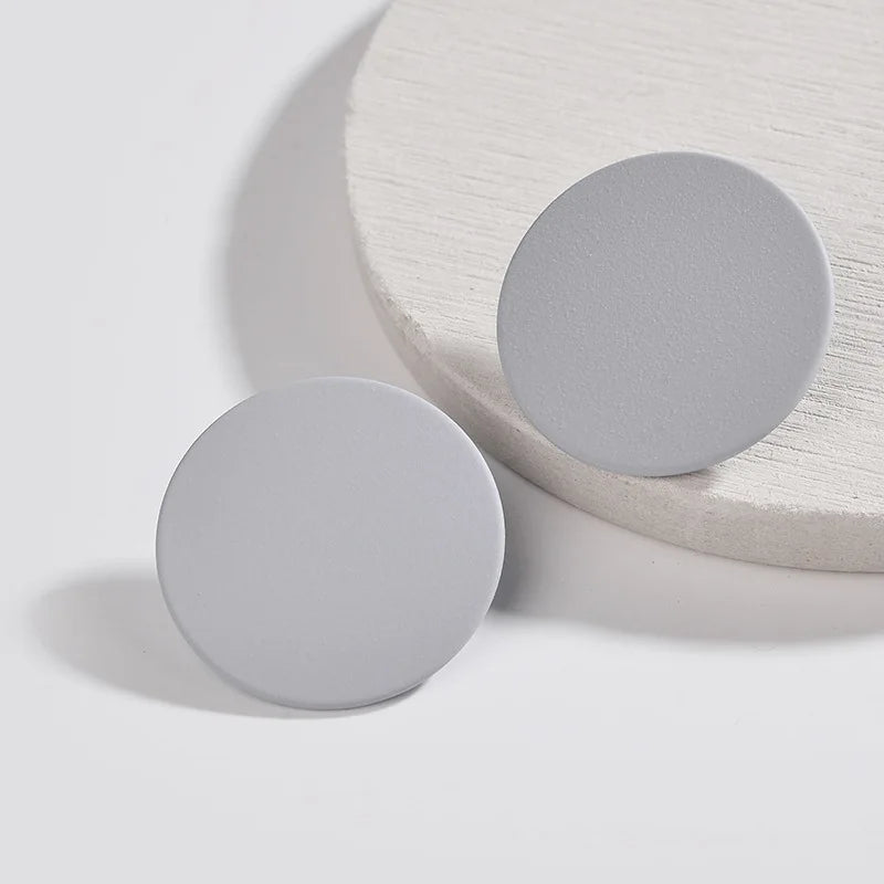 Women Korean Ear Jewelry Paint Black Round Earrings New Fashion Medium Statement Round Stud Earrings.