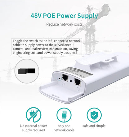 COMFAST 300Mbps Outdoor CPE Bridge Access Point 2.4Ghz 1Km-5km Long Range Extender WiFi Repeater Router AP Wi-Fi Bridge p to p.
