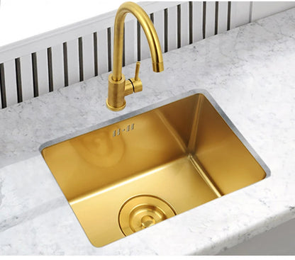 SUS 304 Stainless Steel Luxury Gold Nanometer Island Kitchen Sink Manual Single Bar Counter Mini Kitchen Sinks
