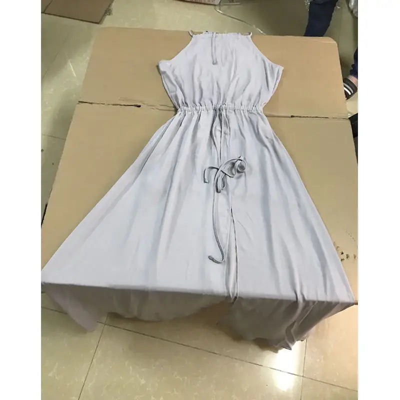 2025 sommer Maxi Lange Party Kleid Frauen Neckholder Vintage Ärmellose Hohe Split Boho Kleid 2XL Größe Sexy Strand Kleid Vestido.