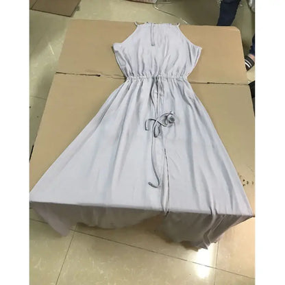 2025 sommer Maxi Lange Party Kleid Frauen Neckholder Vintage Ärmellose Hohe Split Boho Kleid 2XL Größe Sexy Strand Kleid Vestido.