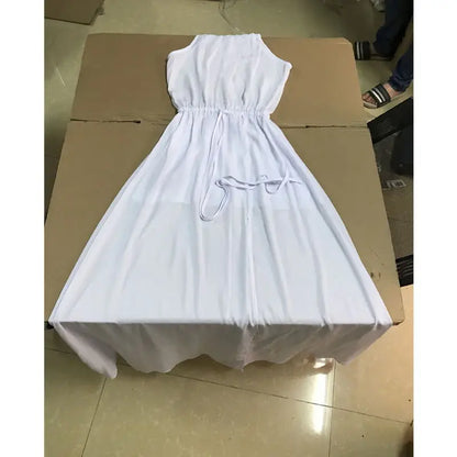 2025 sommer Maxi Lange Party Kleid Frauen Neckholder Vintage Ärmellose Hohe Split Boho Kleid 2XL Größe Sexy Strand Kleid Vestido.